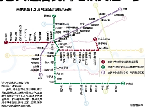南寧地鐵5號線站點線路圖，南寧軌道交通南寧地鐵五號線規(guī)劃圖